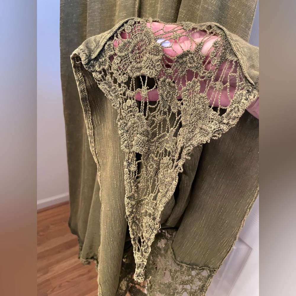 FOR SUE. DO NOT BUY Jaded Gypsy Sleeveless Olive Green Maxi Dress with Lace - Picture 14 of 15